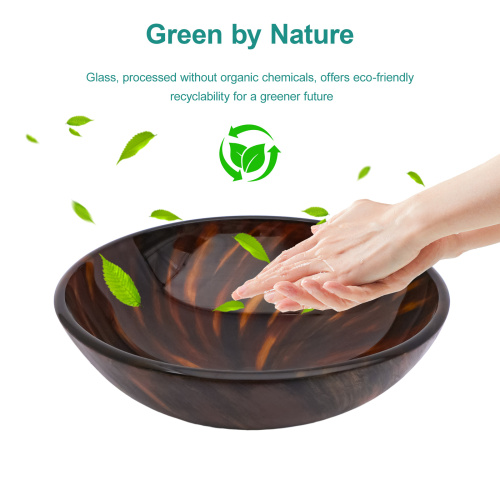 Bathroom Artistic Tempered Glass Vessel Bathroom Sink with Pop-up Drain, Amber-brown Tempered Glass Vanity Round Bowl (no Faucet)? - Image 3