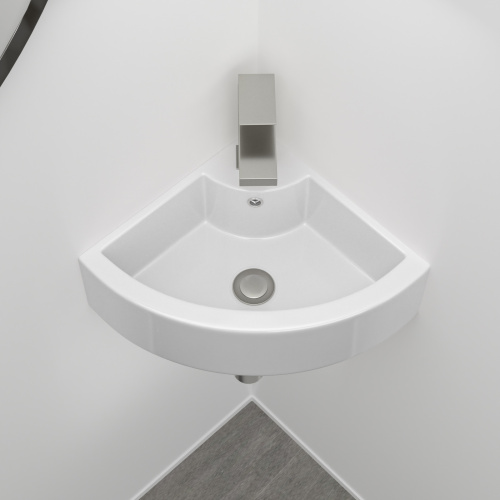 18 x13 Inch White Triangle Porcelain Ceramic Wall Mount Vessel Sink with Single Faucet Hole & Overflow - Image 8